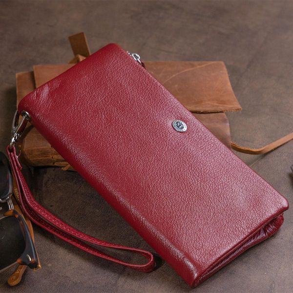 Кошелек-клатч из кожи с карманом для мобильного ST Leather 19311 Бордовый b19311 фото