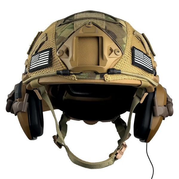 Комплект шлем Fast Helmet NIJ IIIA + наушники Walkers Razor Slim с чебурашкой + кавер Мультикам M L9006610 фото