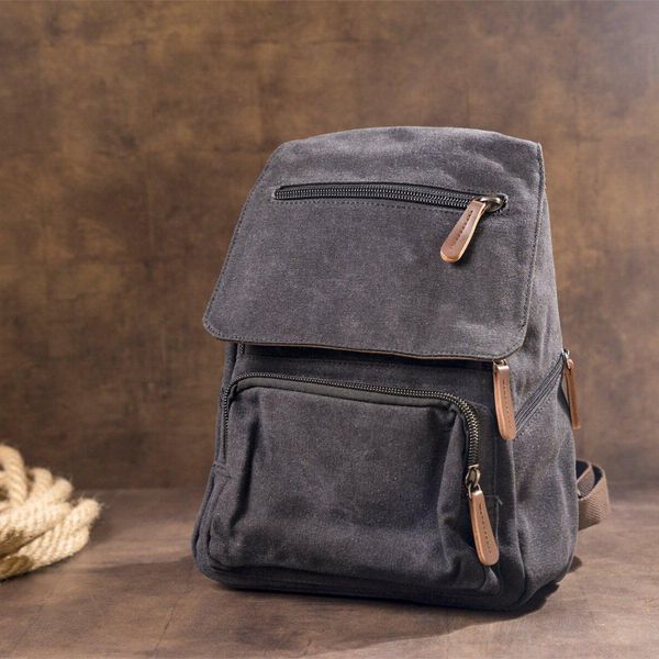 Женский рюкзак из текстиля Vintage 20194 компактный, Черный b20194 фото