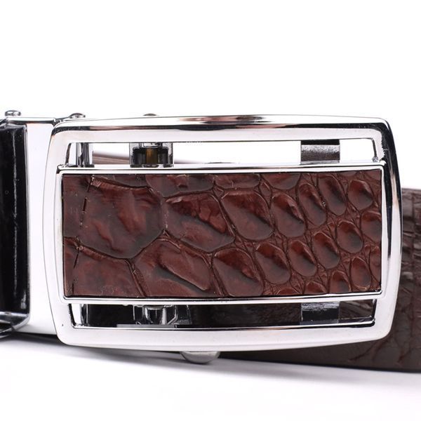 Ремень-автомат CROCODILE LEATHER 18240 из натуральной кожи крокодила Коричневый b18240 фото