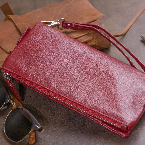 Кошелек-клатч из кожи с карманом для мобильного ST Leather 19311 Бордовый b19311 фото