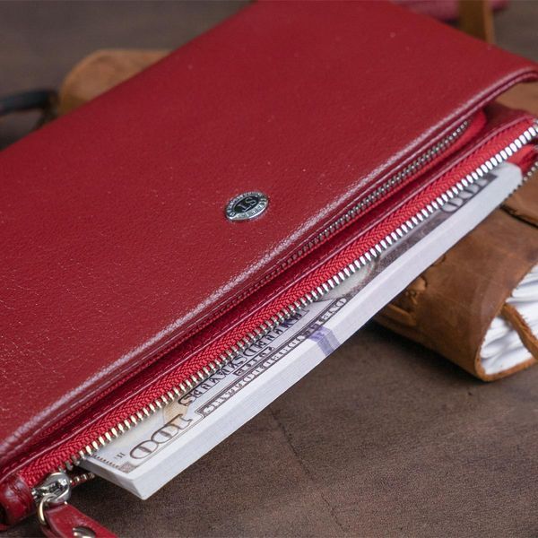 Кошелек-клатч из кожи с карманом для мобильного ST Leather 19311 Бордовый b19311 фото