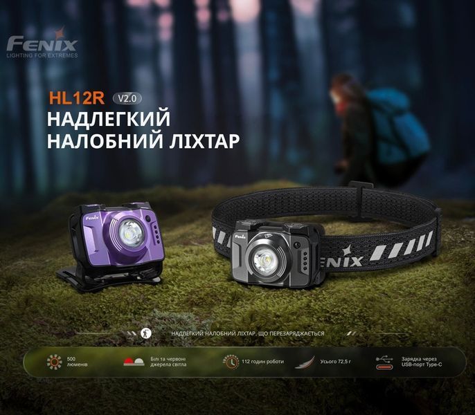 Налобный фонарь Fenix ​​HL12R V2.0 белый и красный свет 500лм 125м Серый L718239 фото