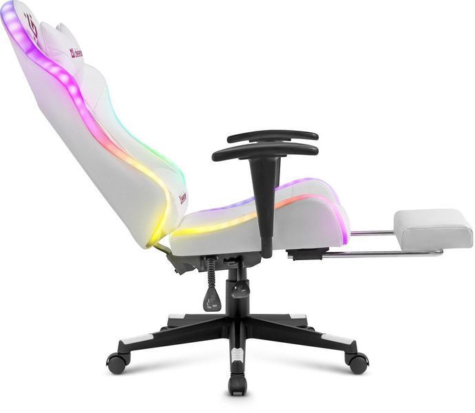 Геймерське крісло Defender Watcher поліуританове з RGB підсвічуванням та підніжкою (Біле) L7032361 фото