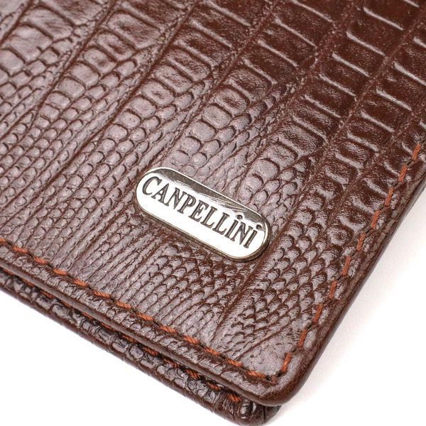 Фактурный кошелек для мужчин из натуральной кожи с тиснением CANPELLINI 21927 Коричневый b21927 фото