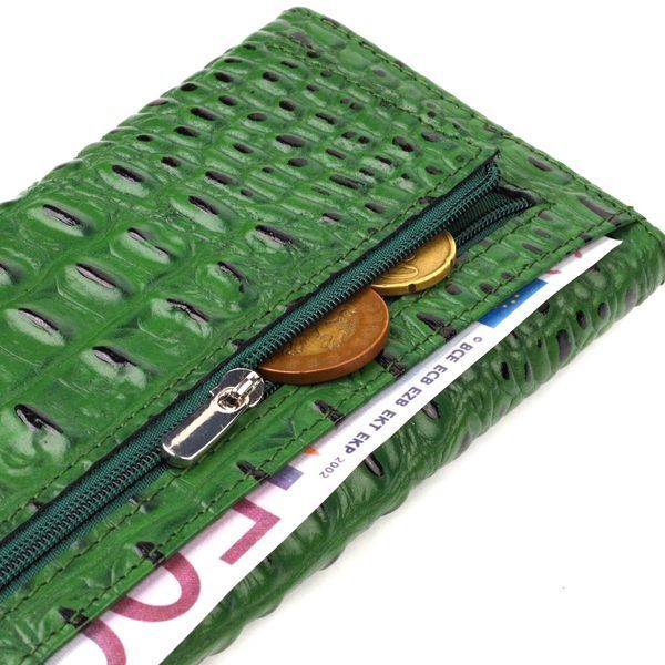 Портмоне для женщин из натуральной кожи с тиснением под крокодила CANPELLINI 21701 Зеленое b21701 фото