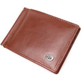 Удобный зажим для денег из натуральной гладкой кожи ST Leather 19427 Коричневый b19427 фото