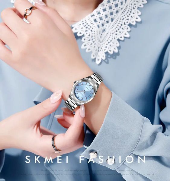 Женские наручные часы Skmei 1620 Серебристые с голубым L9006931 фото