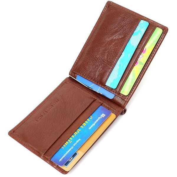 Удобный зажим для денег из натуральной гладкой кожи ST Leather 19427 Коричневый b19427 фото