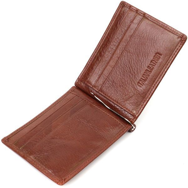 Удобный зажим для денег из натуральной гладкой кожи ST Leather 19427 Коричневый b19427 фото