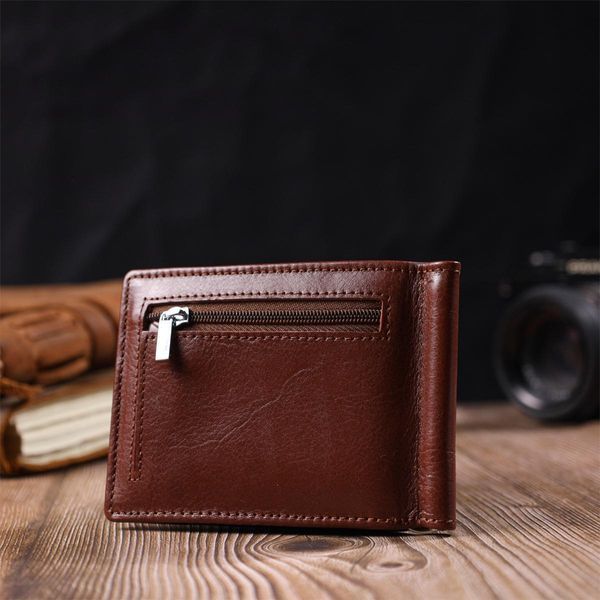 Удобный зажим для денег из натуральной гладкой кожи ST Leather 19427 Коричневый b19427 фото