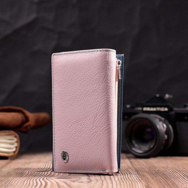 Практичний жіночий гаманець у три складання з натуральної шкіри ST Leather 19445 Різнокольоровий b19445 фото