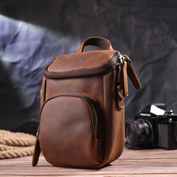 Компактна чоловіча сумка з натуральної вінтажної шкіри 21295 Vintage Коричнева b21295 фото