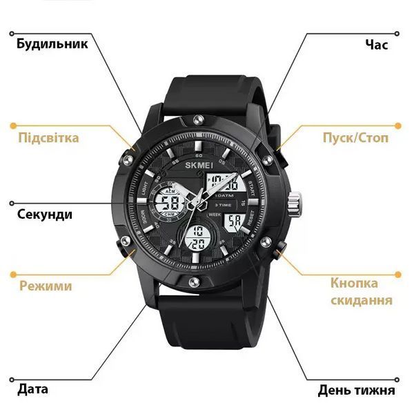 Мужские наручные классические часы Skmei 1757 Черный с белым L9007241 фото