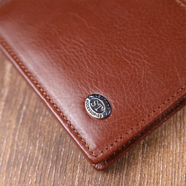 Удобный зажим для денег из натуральной гладкой кожи ST Leather 19427 Коричневый b19427 фото