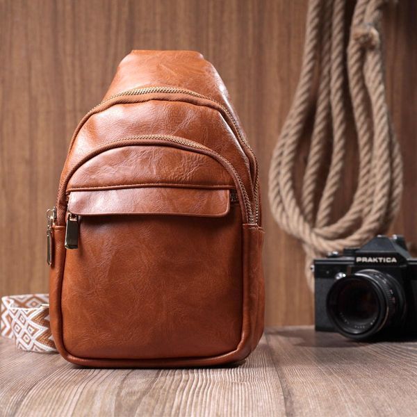 Женская сумка с одной лямкой через плечо из гладкой экокожи Vintage 22767 Рыжая b22767 фото