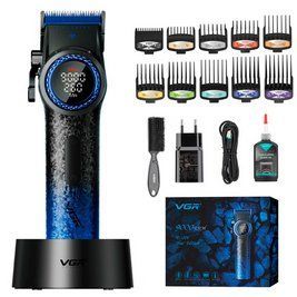 Машинка для стрижки VGR V-001 Blue (10 насадок) 4600 mAh LED дисплей L718759 фото