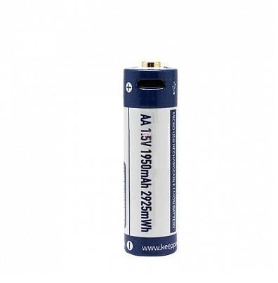 Аккумулятор Keeppower AA 14500 1,5В 1950 mAh с micro USB (Синий с белым) L14519 фото