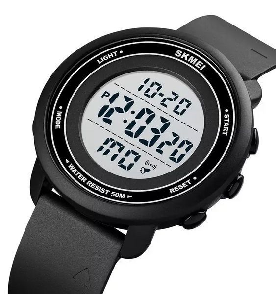 Спортивные мужские часы Skmei 1736 черные с белым циферблатом L7078691 фото