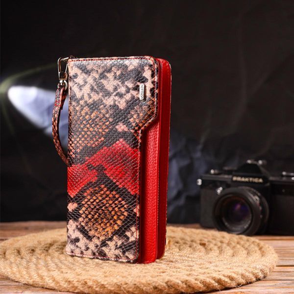 Лакированное портмоне клатч из натуральной кожи с тиснением под змею CANPELLINI 21541 Разноцветное b21541 фото