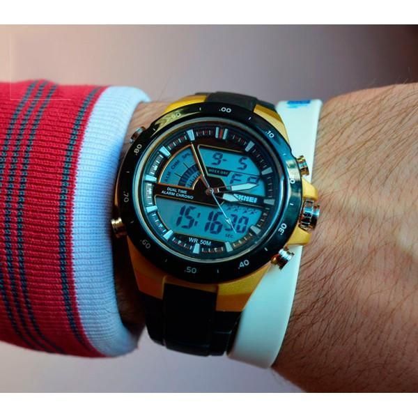 Спортивний чоловічий годинник Skmei 1016 gold L127978 фото