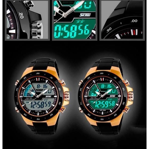 Спортивний чоловічий годинник Skmei 1016 gold L127978 фото