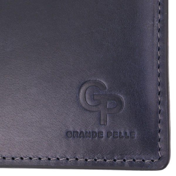 Портмоне комби двух цветов унисекс на магните GRANDE PELLE 11210 Синее b11210 фото