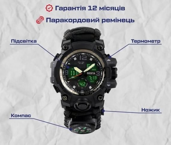 Мужские наручные часы Besta Life Pro с компасом (Черный) L7079351 фото