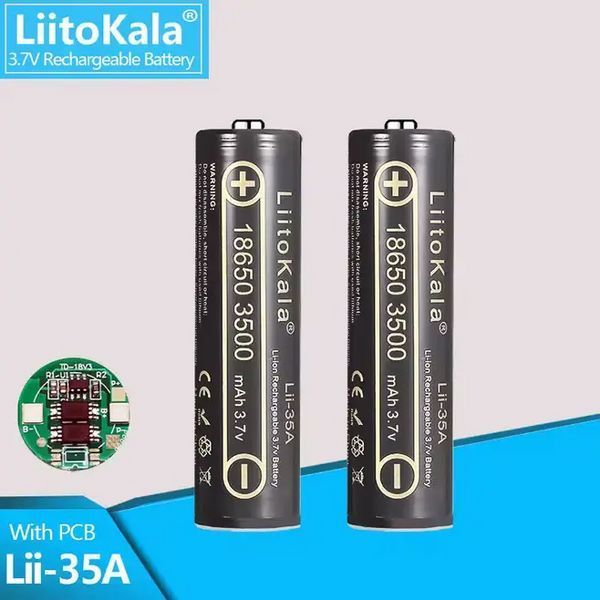 Акумулятор LiitoKala Lii-35A-PCB 18650 3500 mAh Li-ion 3.7V (з захистом) Чорний L719392 фото