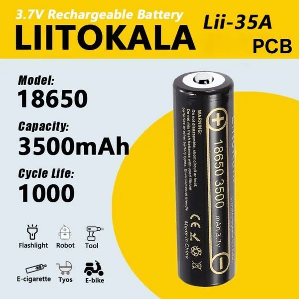 Акумулятор LiitoKala Lii-35A-PCB 18650 3500 mAh Li-ion 3.7V (з захистом) Чорний L719392 фото