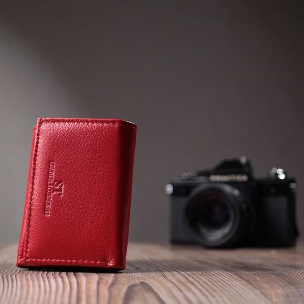 Маленький удобный кошелек с монетницей из натуральной кожи ST Leather 22741 Красный b22741 фото