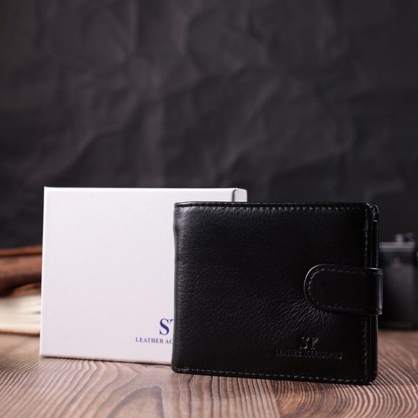 Мужской горизонтальный бумажник из натуральной кожи ST Leather 22455 Черный b22455 фото