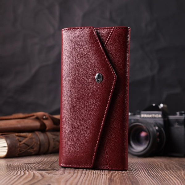 Гаманець для жінок із натуральної шкіри з геометричним клапаном ST Leather 22547 Бордовий b22547 фото