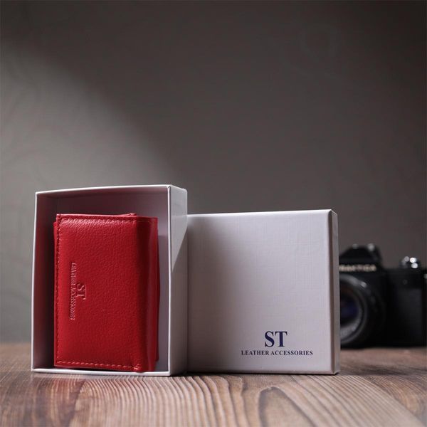 Маленький удобный кошелек с монетницей из натуральной кожи ST Leather 22741 Красный b22741 фото
