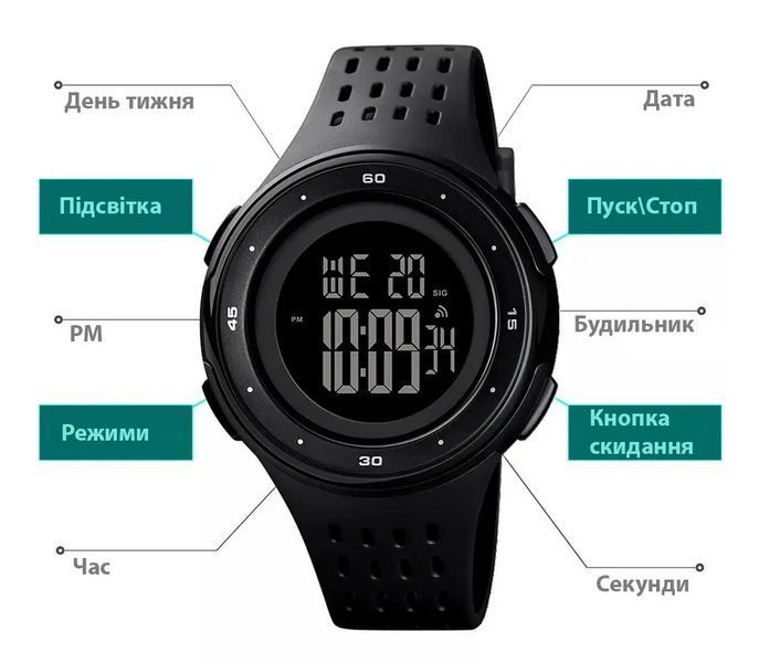Мужские наручные часы Skmei 1537 Черные L900713 фото