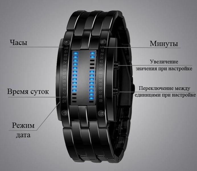 Унікальний бінарний чоловічий годинник Skmei 0926 Чорний L09267 фото