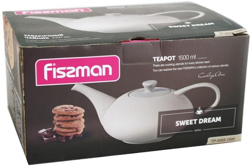 Чайник заварочный Fissman Sweet Dream 1.5л керамический, бежевый FN-TP-9355 фото