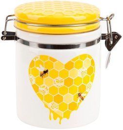 Банка керамічна "Sweet Honey" 650 мл для сипучих продуктів з металевою затяжкою, білий BD-DM792-HN фото