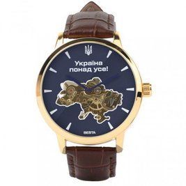 Чоловічий наручний годинник Besta Skeleton UA (Коричневий) L703009 фото