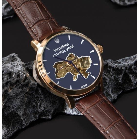 Чоловічий наручний годинник Besta Skeleton UA (Коричневий) L703009 фото