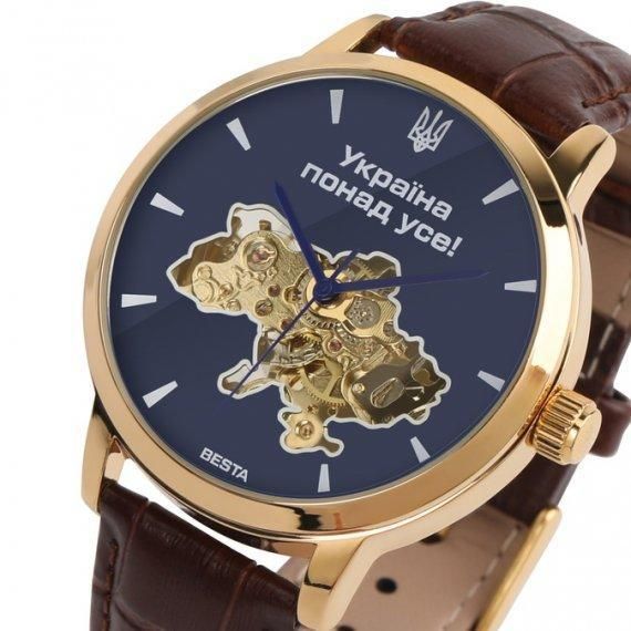 Чоловічий наручний годинник Besta Skeleton UA (Коричневий) L703009 фото