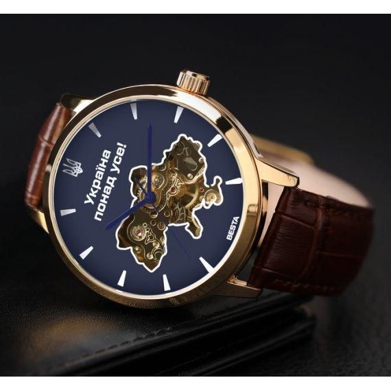 Чоловічий наручний годинник Besta Skeleton UA (Коричневий) L703009 фото