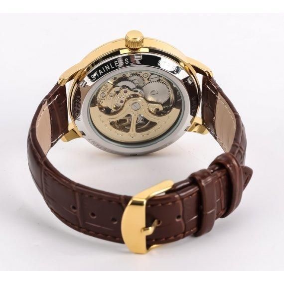 Чоловічий наручний годинник Besta Skeleton UA (Коричневий) L703009 фото
