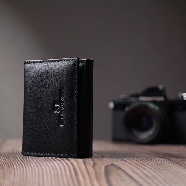 Удобный компактный кошелек с монетницей из натуральной кожи ST Leather 22742 Черный b22742 фото