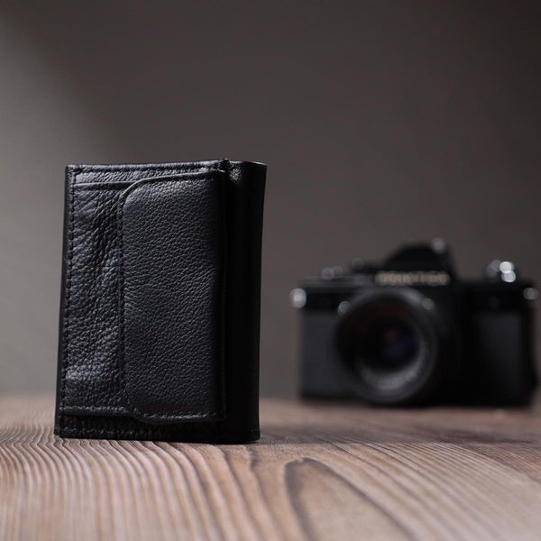 Удобный компактный кошелек с монетницей из натуральной кожи ST Leather 22742 Черный b22742 фото