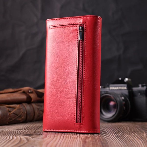 Жіночий гаманець з геометричним клапаном з натуральної шкіри ST Leather 22545 Червоний b22545 фото