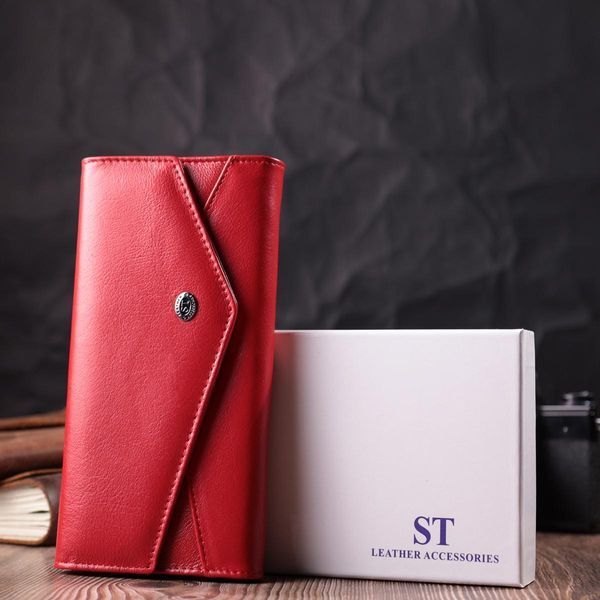 Жіночий гаманець з геометричним клапаном з натуральної шкіри ST Leather 22545 Червоний b22545 фото
