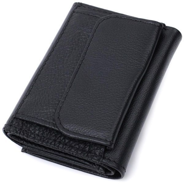 Удобный компактный кошелек с монетницей из натуральной кожи ST Leather 22742 Черный b22742 фото