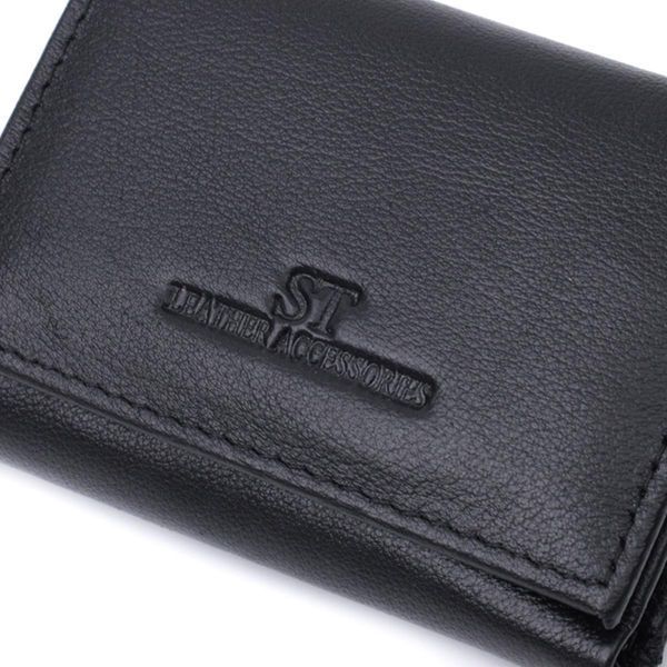 Удобный компактный кошелек с монетницей из натуральной кожи ST Leather 22742 Черный b22742 фото
