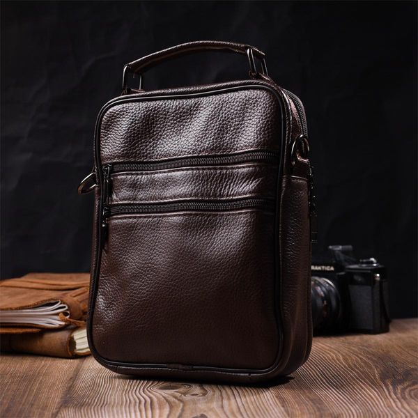 Стильний чоловічий месенджер з натуральної шкіри Vintage 21949 Коричневий b21949 фото